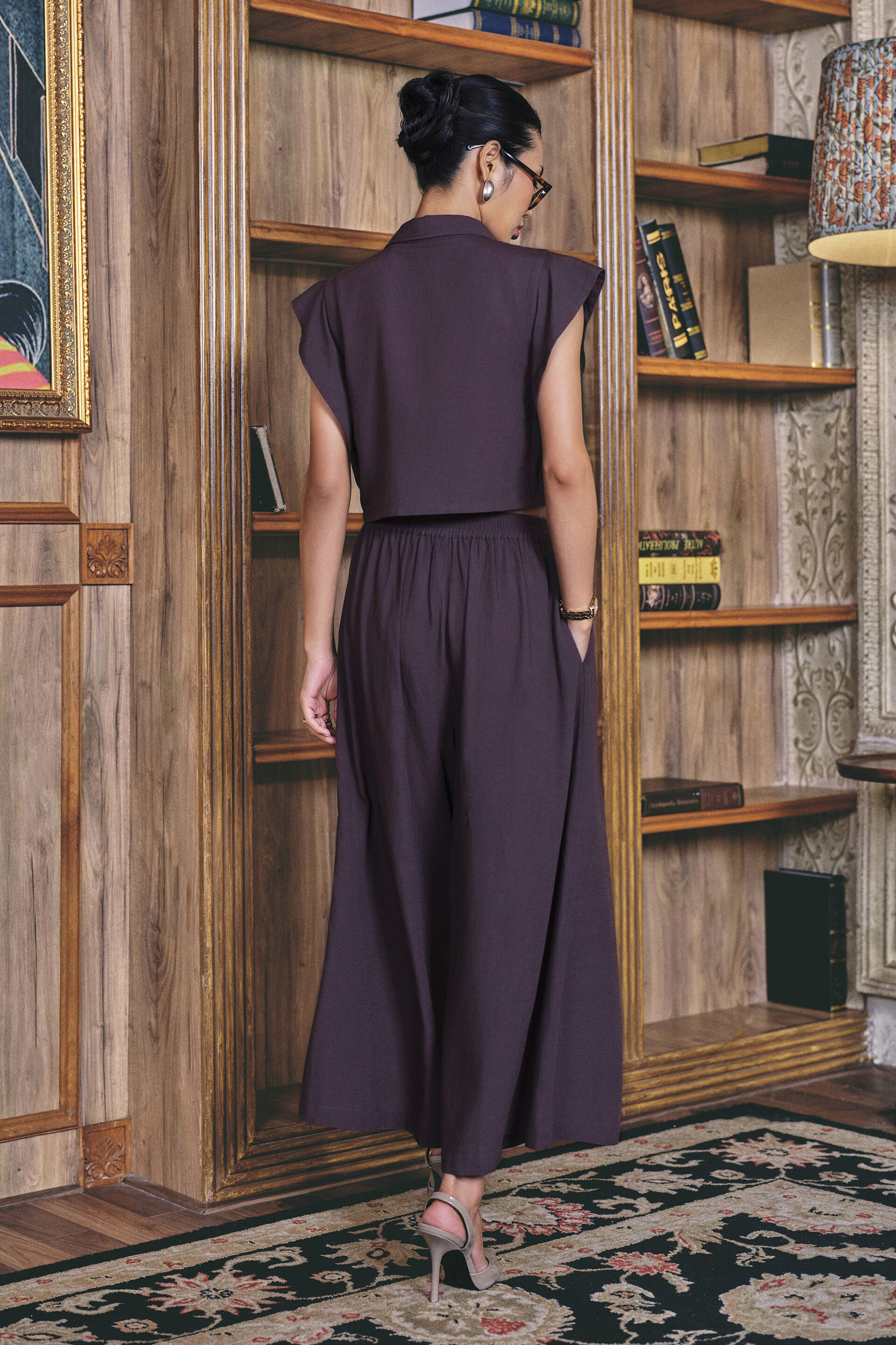 Collared Top in Wine, Wine, image 6